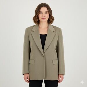 NEW Vintage 90s High‎ Point New York Blazer Jacket Women XL Tan Beige One Button